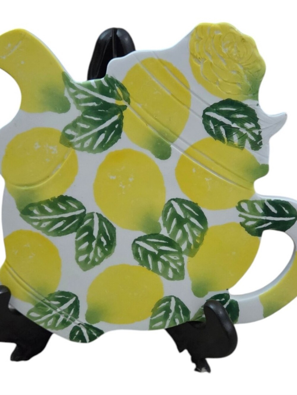 Decorative Lemon Pattern Ceramic Teapot Trivet - Yellow